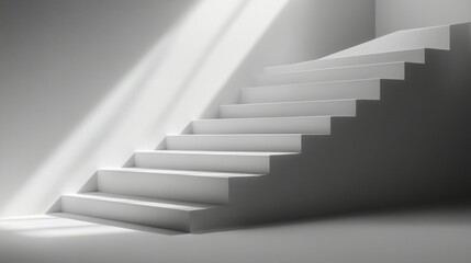 Fototapeta premium Minimalist white staircase with bright light