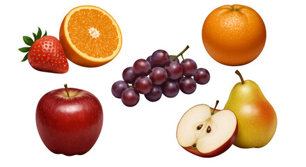 Selection of various fruits displayed together in a visually appealing arrangement.
