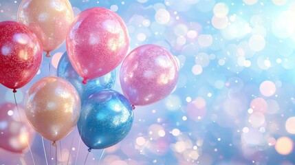 A bunch of colorful balloons floating in the air