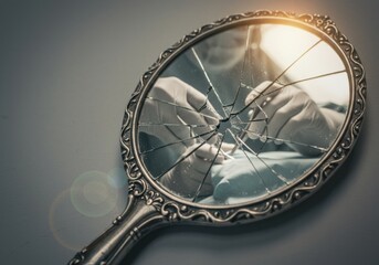 Surgical Reflection in Fractured Antique Mirror