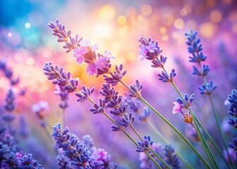 Naklejka premium Delicate Lavender Blossoms on Soft Pastel Background - High-Resolution Stock Photo