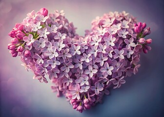 Obraz premium Delicate Lilac Blossoms Arranged in a Heart Shape - Romantic Spring Floral Image