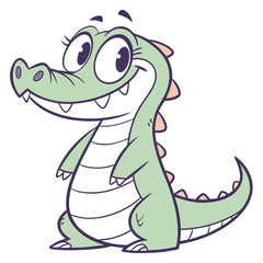 Fototapeta premium Friendly Cartoon Alligator with Big Eyes and Tail Vector Art