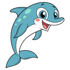 Funny Cute Dolphin Cartoon Vector For Kids

