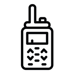 Walkie talkie radio with antenna line icon, city museum concept. Vector graphics. Guard voice receiver device, security sign on white background, style for mobile or design.