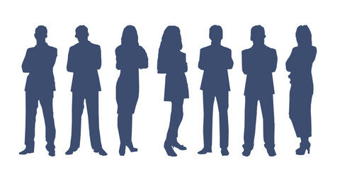 People standing in row silhouette vector.