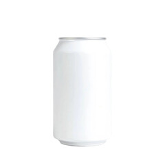 Blank white aluminum soda can isolated on transparent background.