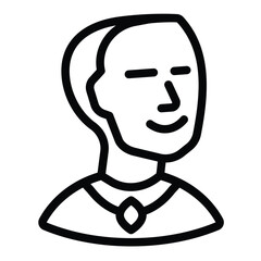 Earl man with medallion line icon, city museum concept. Vector graphics. Royal person face sign on white background, style for mobile or design.