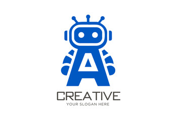 Innovative Letter A with Robot Logo Design