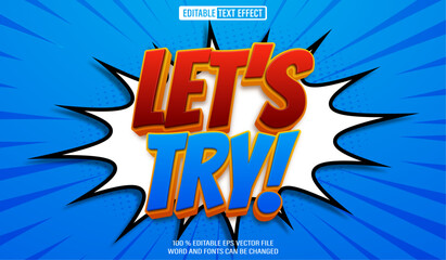 Editable 3d text style effect - Let's Try Cartoon text effect Template