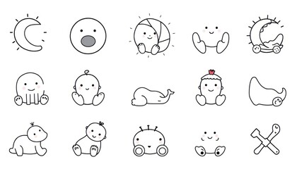 Cute cartoon baby icons