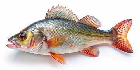 Obraz premium Arabian Sea Bass, Fresh Fish on White Background - High-Resolution Stock Photo