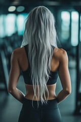 Empowering fitness journey female athlete in gym strength training modern interior rear view motivation and resilience