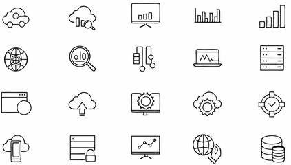 data analytics set of web icons in line style  dat.eps