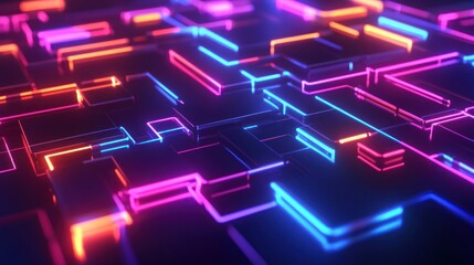 Abstract neon grid, vibrant colors