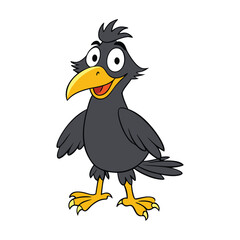 A quirky crow with an oversized beak and mischievous eyes, always up to something funny—whether it’s stealing shiny objects or making hilarious noises.