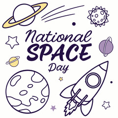 NATIONAL SPACE DAY vector illustration
