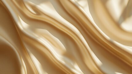 Fototapeta premium Golden Flowing Fabric Texture, Soft, flowing golden fabric with gentle waves and folds, creating a luxurious and elegant texture