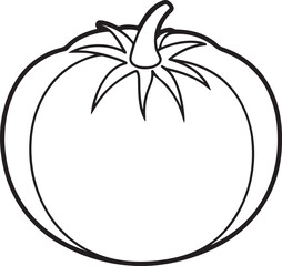 tomato line art, black outline, vector and illustration, coloring book page line art drawing