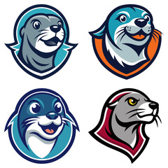 Seal head mascot logo design vector