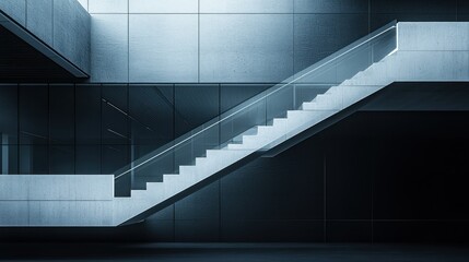 Obraz premium Modern concrete stairway in a minimalist building