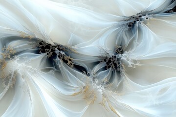 Intricate, flowing abstract design of light and dark tones.