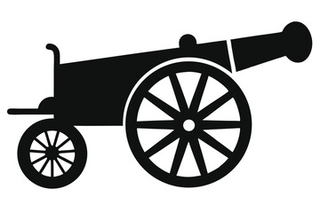 Fototapeta premium Classic Artillery Piece Silhouette Representing Historical Warfare and Military Technology