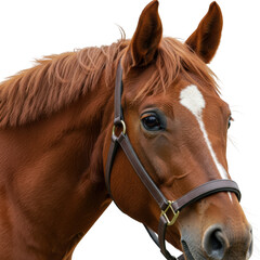 Obraz premium Chestnut equine headshot close up on transparent background