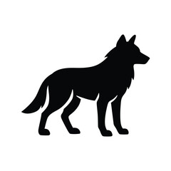 Black Wolf Silhouette Vector Illustration Isolated on White Background