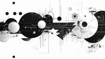 Obraz premium Abstract picture black color mixing with white tone create surreal scene. Energetic of geometric pattern printed by digital style seamless structure line express minimal and creativity sense. AIG53.