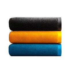 Neatly folded bathroom towels in vibrant colors