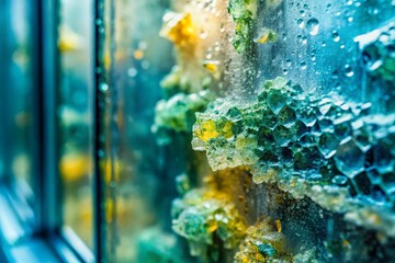 Close-up of Limescale Buildup on Shower Glass - Plumbing Maintenance