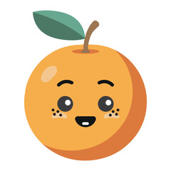 Orange with kawaii eyes. Flat design vector illustration of orange on white background.