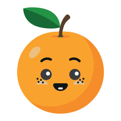 Orange with kawaii eyes. Flat design vector illustration of orange on white background.