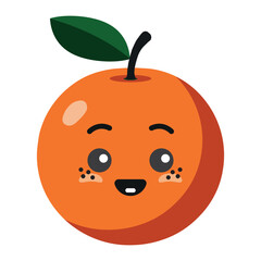 Orange with kawaii eyes. Flat design vector illustration of orange on white background.