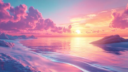 Fototapeta premium Pastel sunset over a serene beach