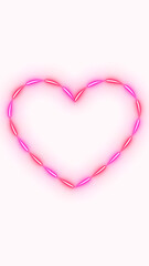 valentines day heart frame neon lights isolated on transparent background, png romantic love overlay vertical social media design element	