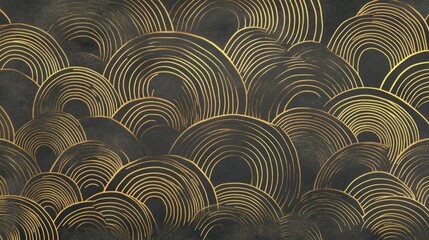 Abstract gold and dark gray concentric circles pattern.