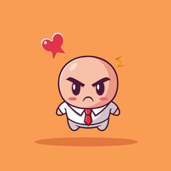 Angry Bald Businessman Cartoon Character. Vector Image