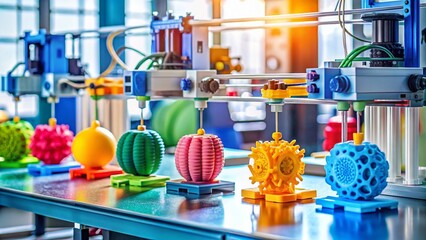 Diverse 3D Printers Creating Polymer Objects: SLA & Photopolymer Printing Technology