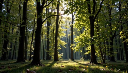 Fototapeta premium An abstract interpretation of shadows and light filtering through trees, creating a natural camouflage theme.