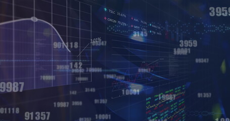 Image of data processing over server room