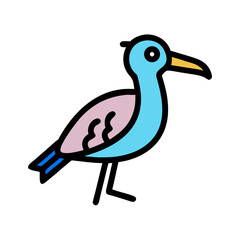 Stylized Blue Bird With a Yellow Beak Illustration