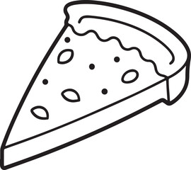 pizza slices line art, black outline, vector and illustration, coloring book page line art drawing
