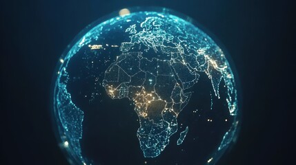 Fototapeta premium Digital Earth with interconnected luminous paths, network connection, global business.