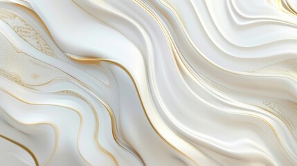 Obraz premium Abstract creamy white and beige flowing patterns. Background image of fabric texture with white or cream color with wavy pattern. Digital art for elegant and modern design. Flowing pattern. AIG51.