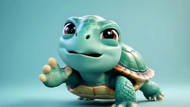 Adorable Cartoon Baby Turtle Smiling