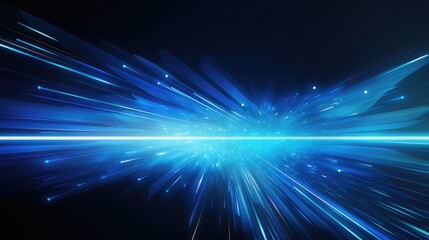 Obraz premium Abstract speed and technology background with light effect, vector illustration design for banner or poster of fast digital data transfer concept in blue color. 