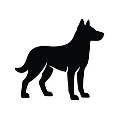 Black Dog Silhouette Vector Illustration Isolated on White Background