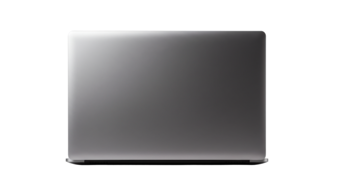 Sleek, metallic laptop back view shines against a black backdrop, highlighting its modern design